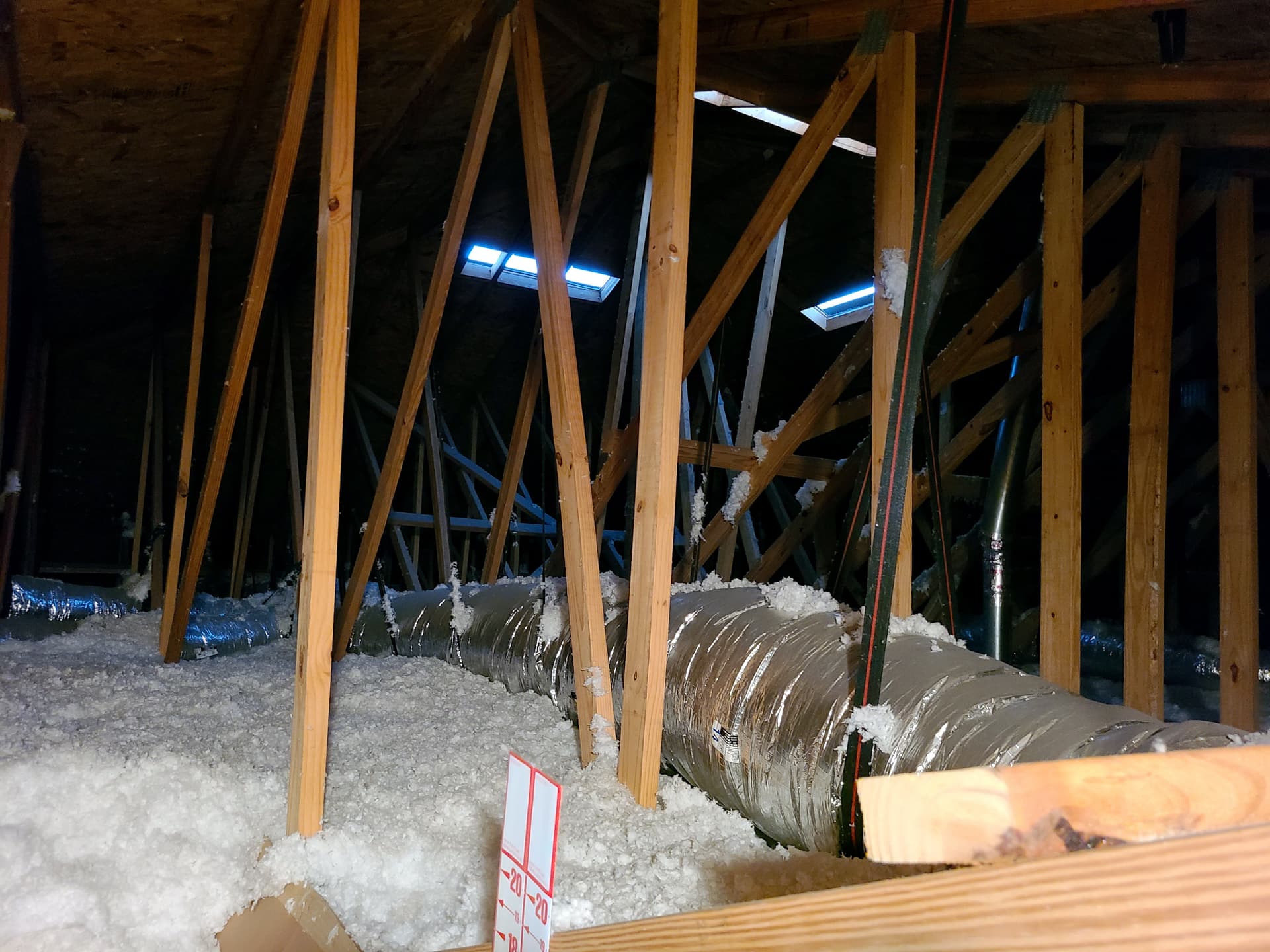 Attic inspection of insulation and ductwork for rodent activity